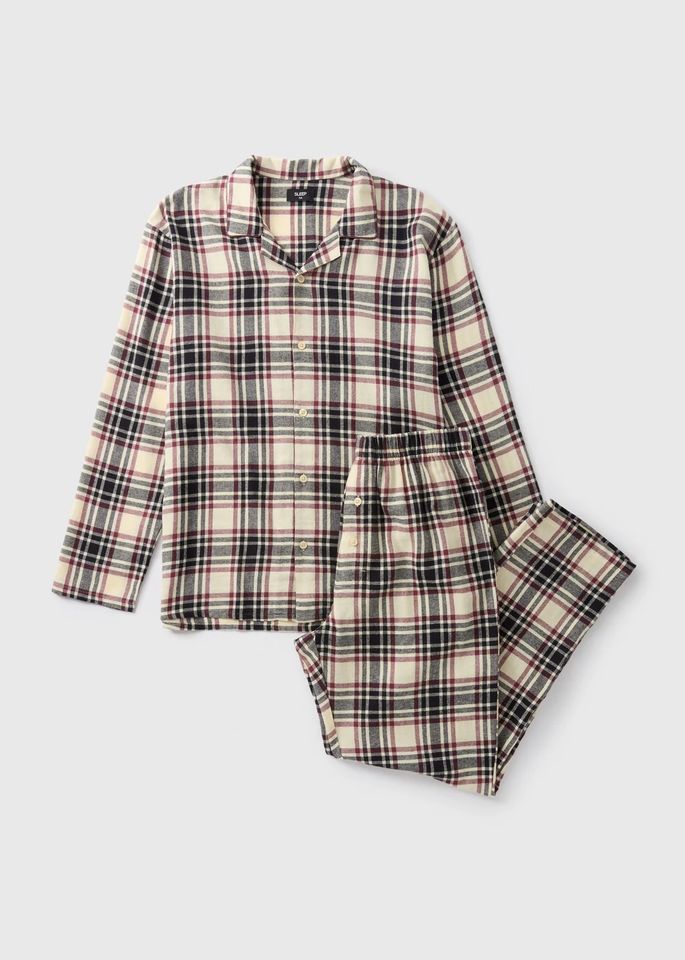 Ecru Check Brushed Pyjama Set - Small Image 3