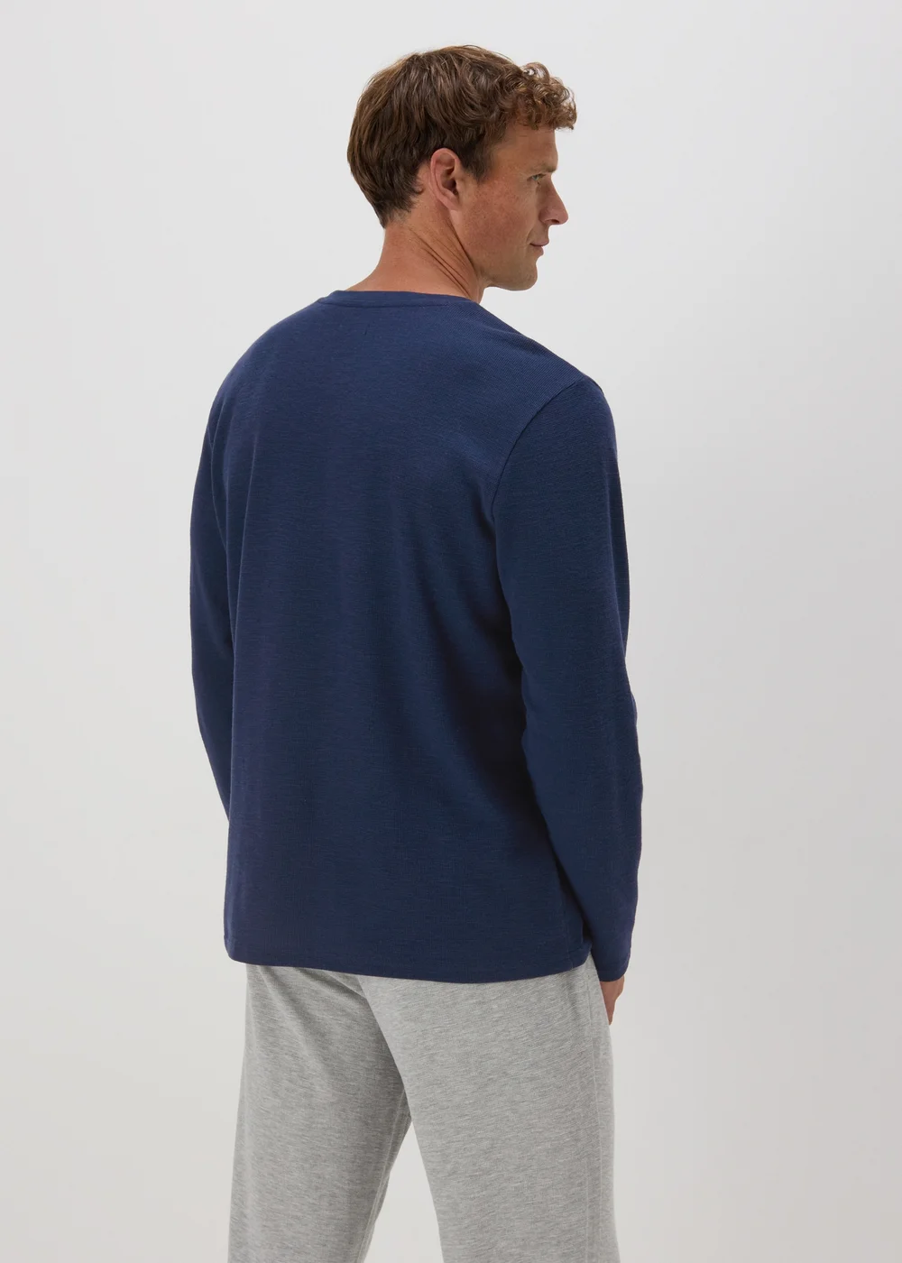 Navy Textured Long Sleeve Pyjama Top - Extra small Image 2
