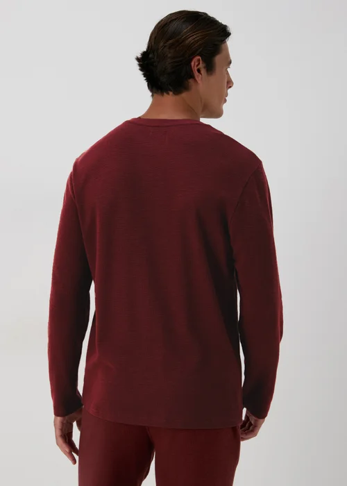 Burgundy Textured Long Sleeve Pyjama Top - Extra small Image 2