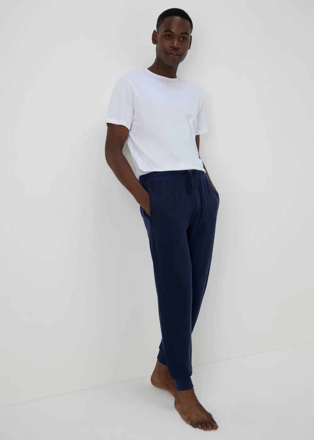 Navy Textured Pyjama Bottoms - Extra small Image 1