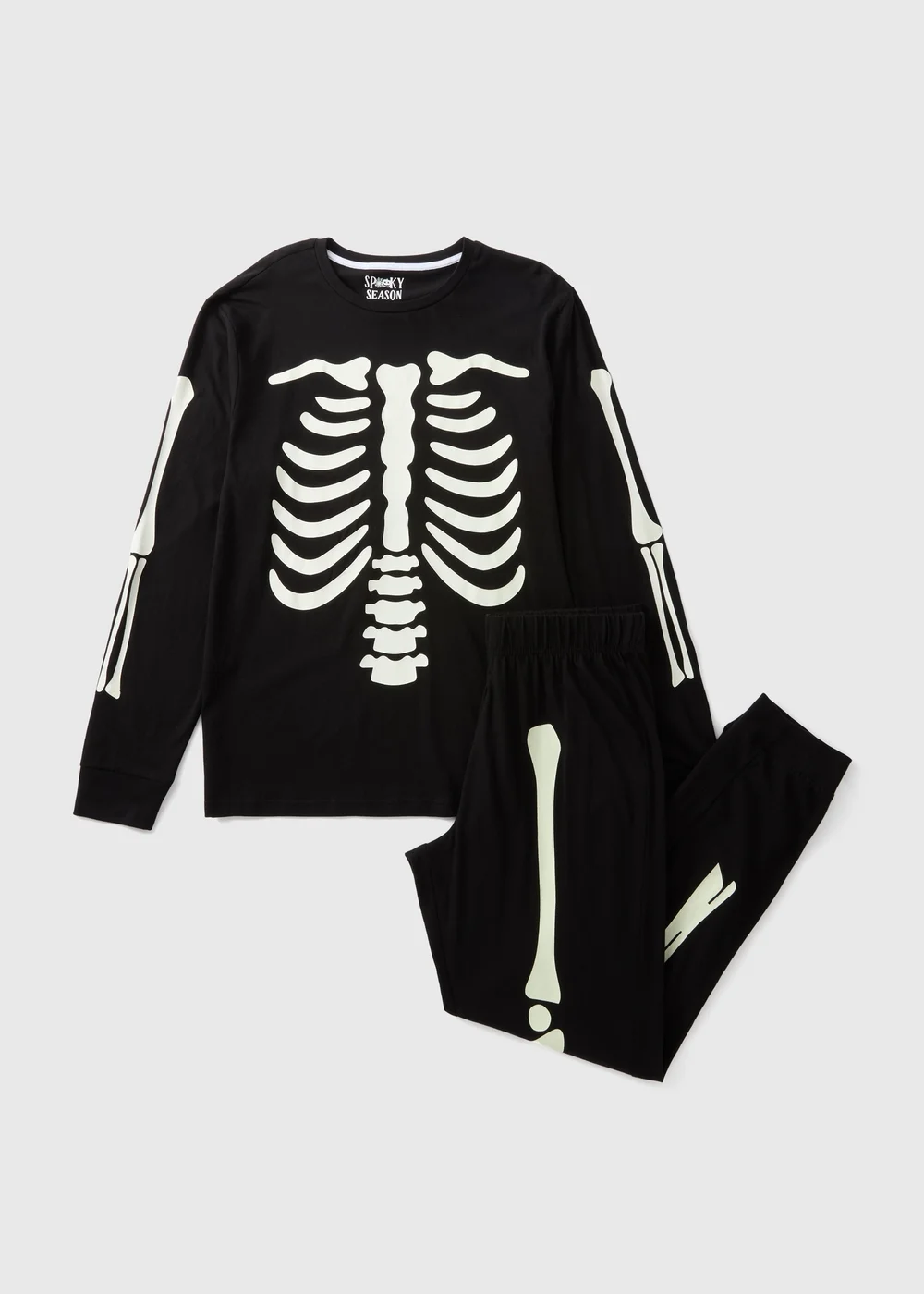 Black Glow In The Dark Skeleton Pyjama Set - Extra small Image 3