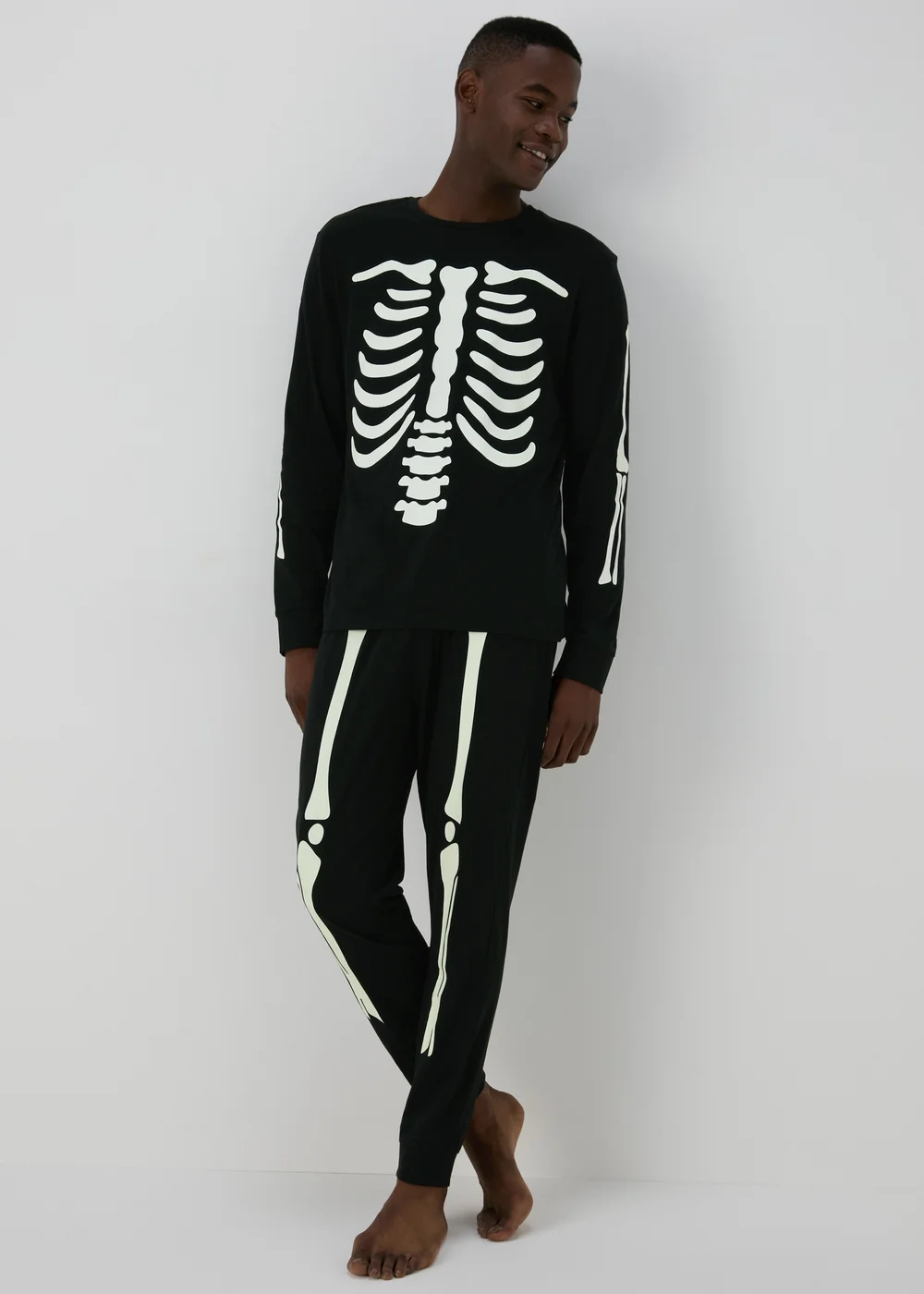 Black Glow In The Dark Skeleton Pyjama Set - Extra small Image 1
