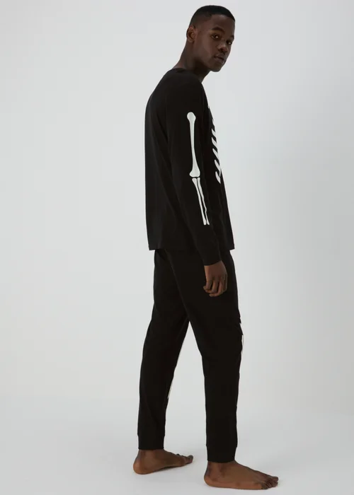 Black Glow In The Dark Skeleton Pyjama Set - Extra small Image 2