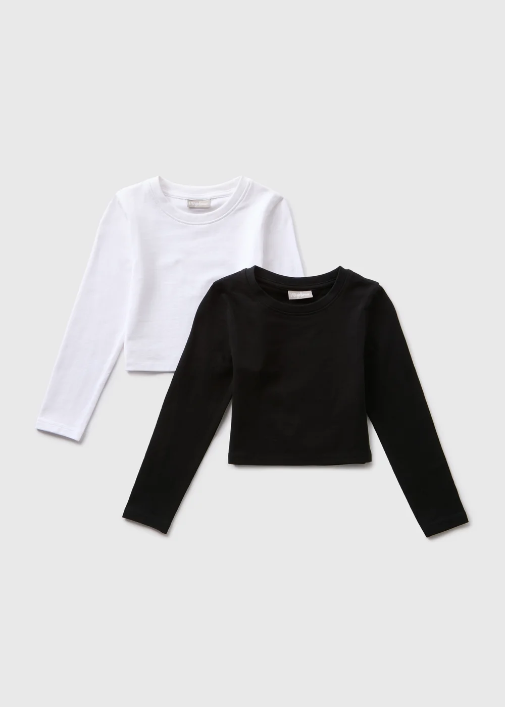 2 Pack Girls Monochrome Long Sleeve T-Shirts (7-15yrs) - 7 Yrs Image 1