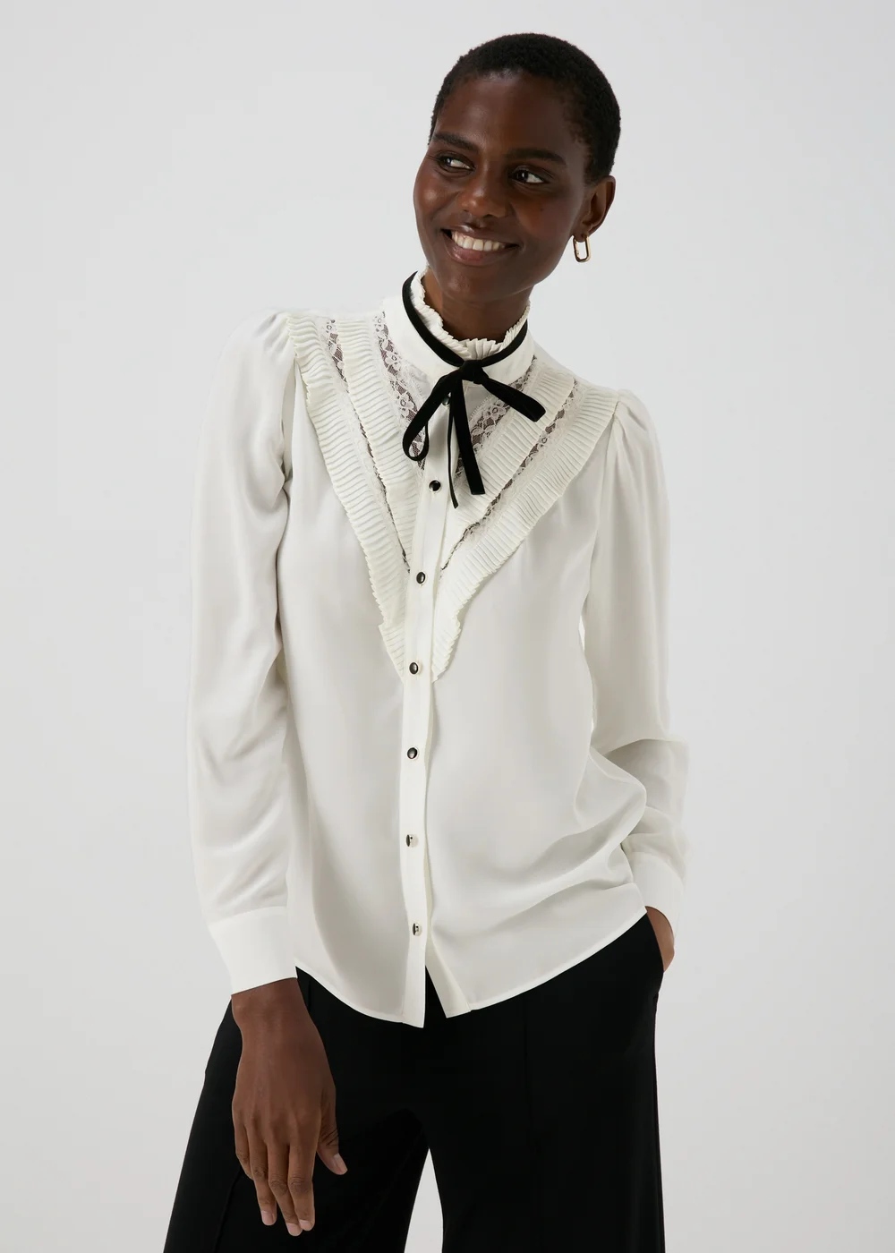 Et Vous White Neck Tie Blouse - 8 Image 1