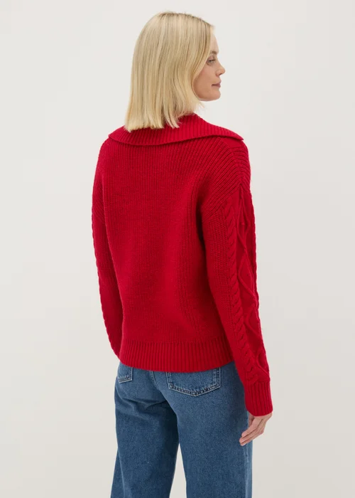 Red Open Collar Cable Jumper - XS Image 2