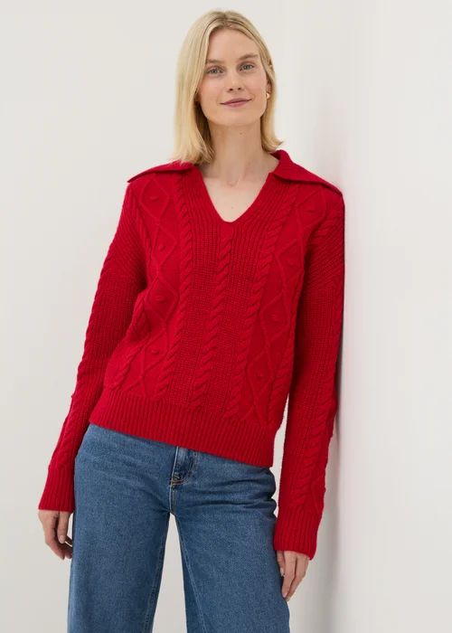 Red Open Collar Cable Jumper - XS Image 1