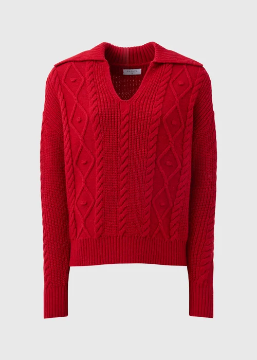 Red Open Collar Cable Jumper - XS Image 4