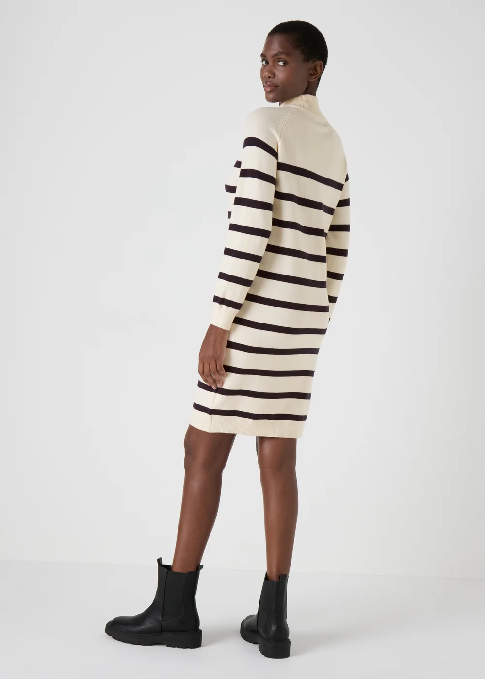 Cream Stripe Knitted Dress - XS Image 2