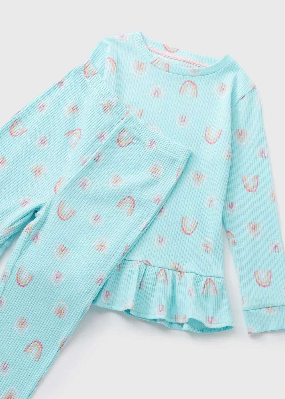 Girls Blue Rainbow Print Top & Bottom Pyjama Set (1-7yrs) - 1 half year to 2 Image 2