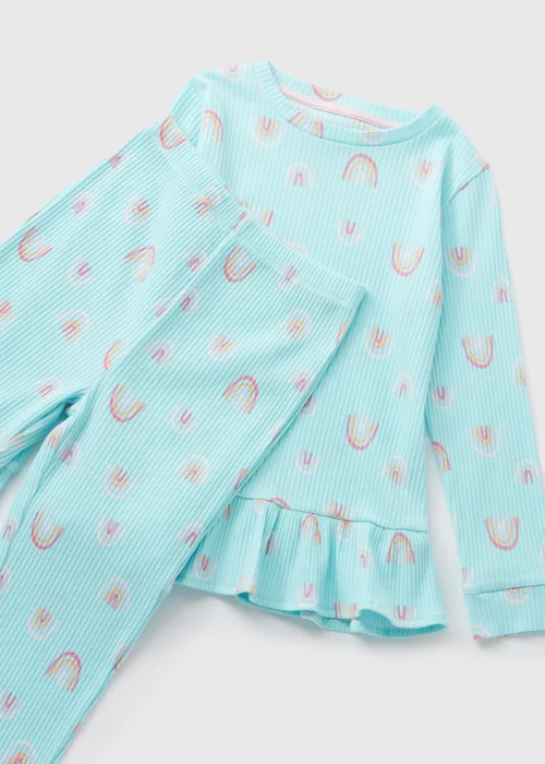 Girls Blue Rainbow Print Top & Bottom Pyjama Set (1-7yrs) - 1 half year to 2 Image 2