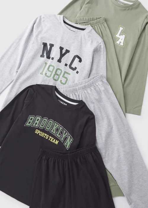 Boys Green NYC Pyjama Top & Bottom Set (7-13yrs) - Age 7 Years Image 2
