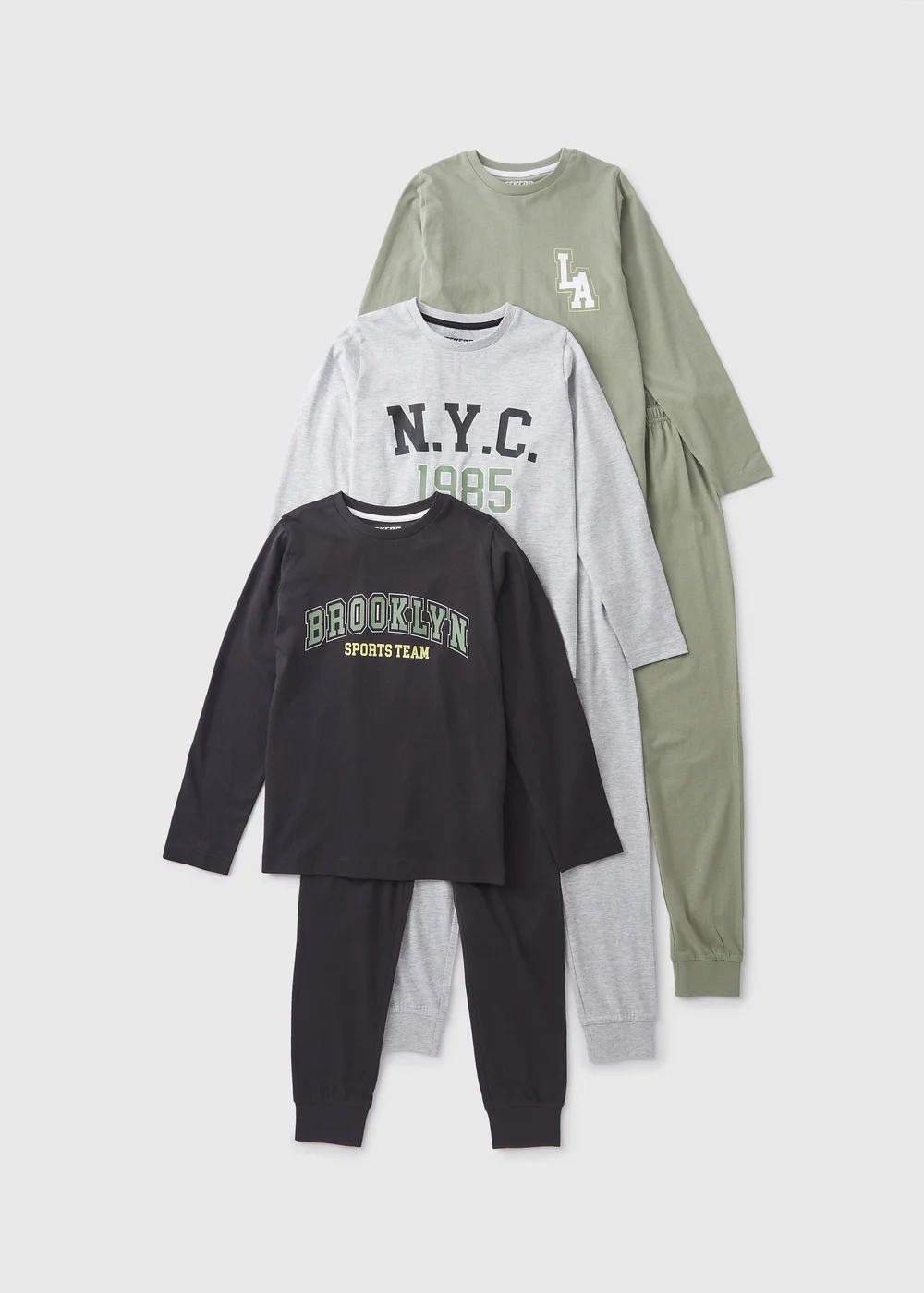 Boys Green NYC Pyjama Top & Bottom Set (7-13yrs) - Age 7 Years Image 1
