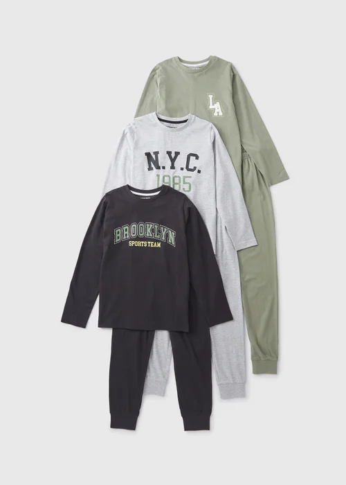 Boys Green NYC Pyjama Top & Bottom Set (7-13yrs) - Age 7 Years Image 1