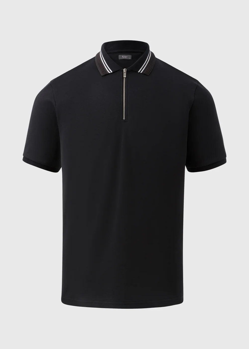 Black Modal Zip Polo Shirt - S Image 4