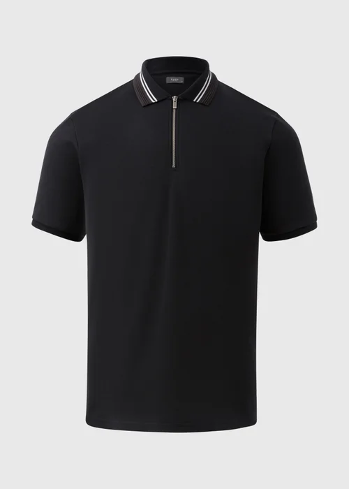 Black Modal Zip Polo Shirt - S Image 4
