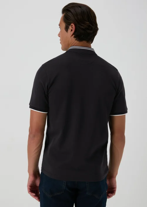 Black Modal Zip Polo Shirt - S Image 2