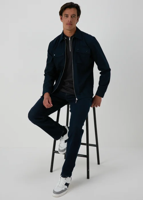 Black Modal Zip Polo Shirt - S Image 3