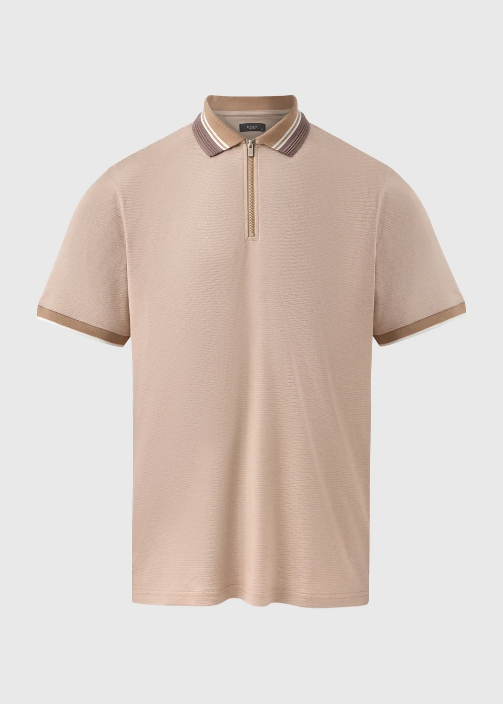 Stone Modal Zip Polo Shirt - S Image 4