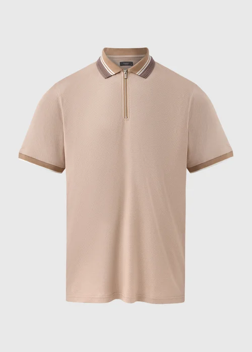 Stone Modal Zip Polo Shirt - S Image 4