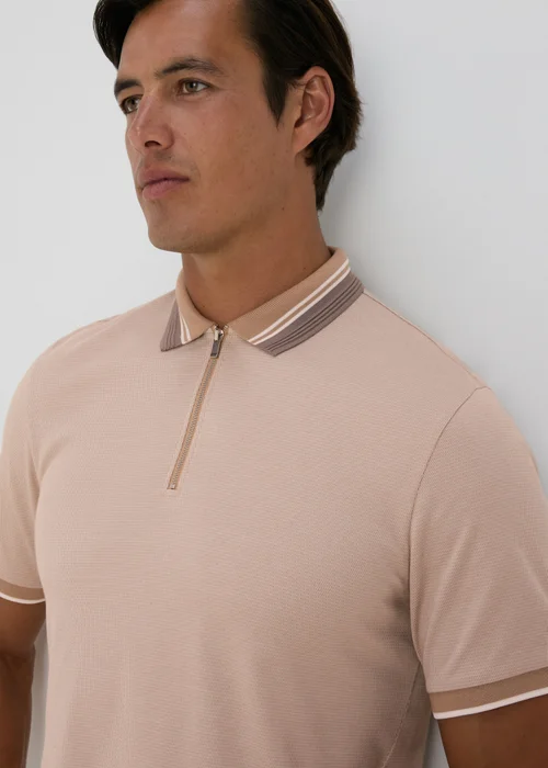 Stone Modal Zip Polo Shirt - S Image 3