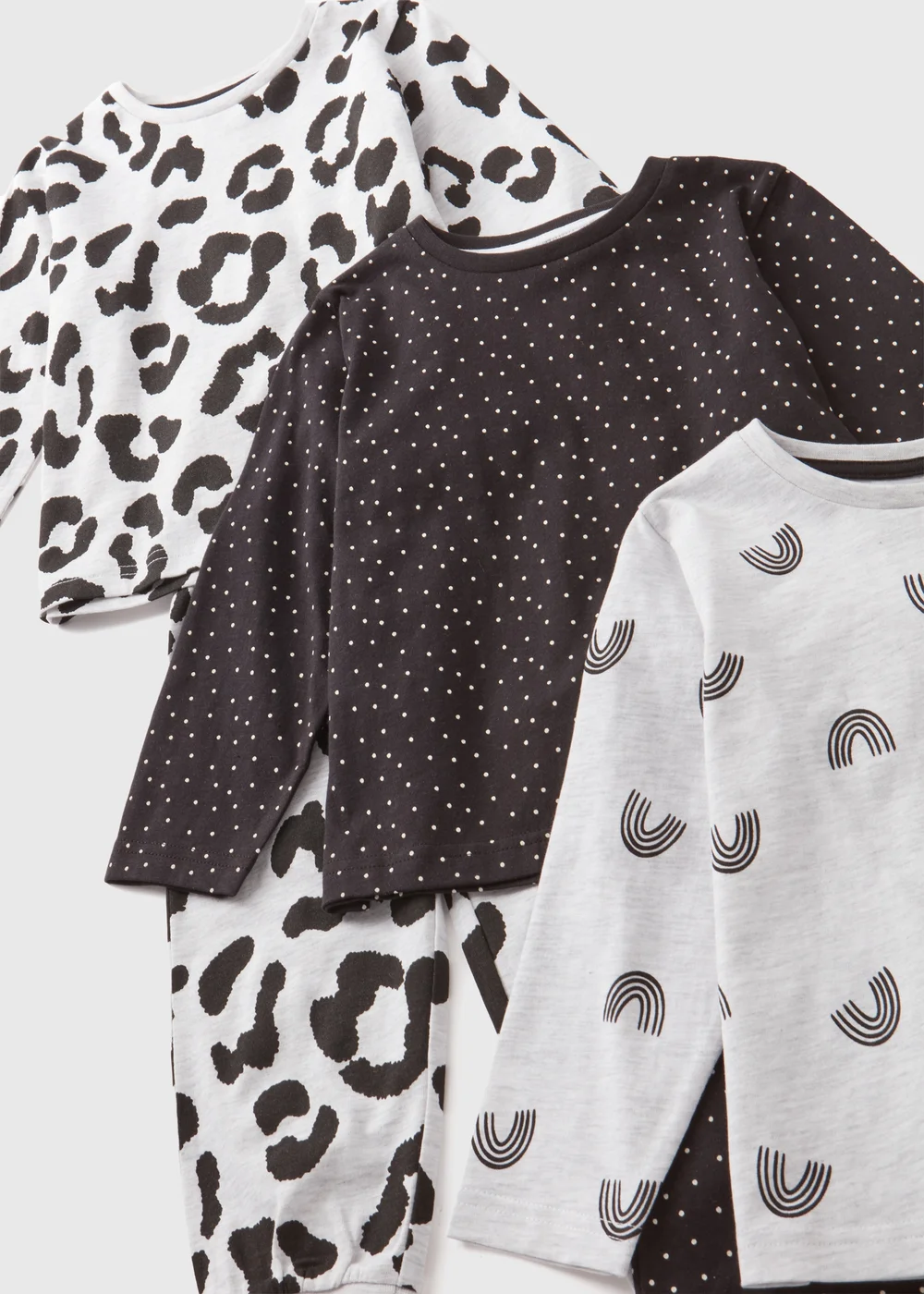 3 Pack Girls Black Print Pyjama Top & Bottoms Set (1-7yrs) - 1 half year to 2 Image 2