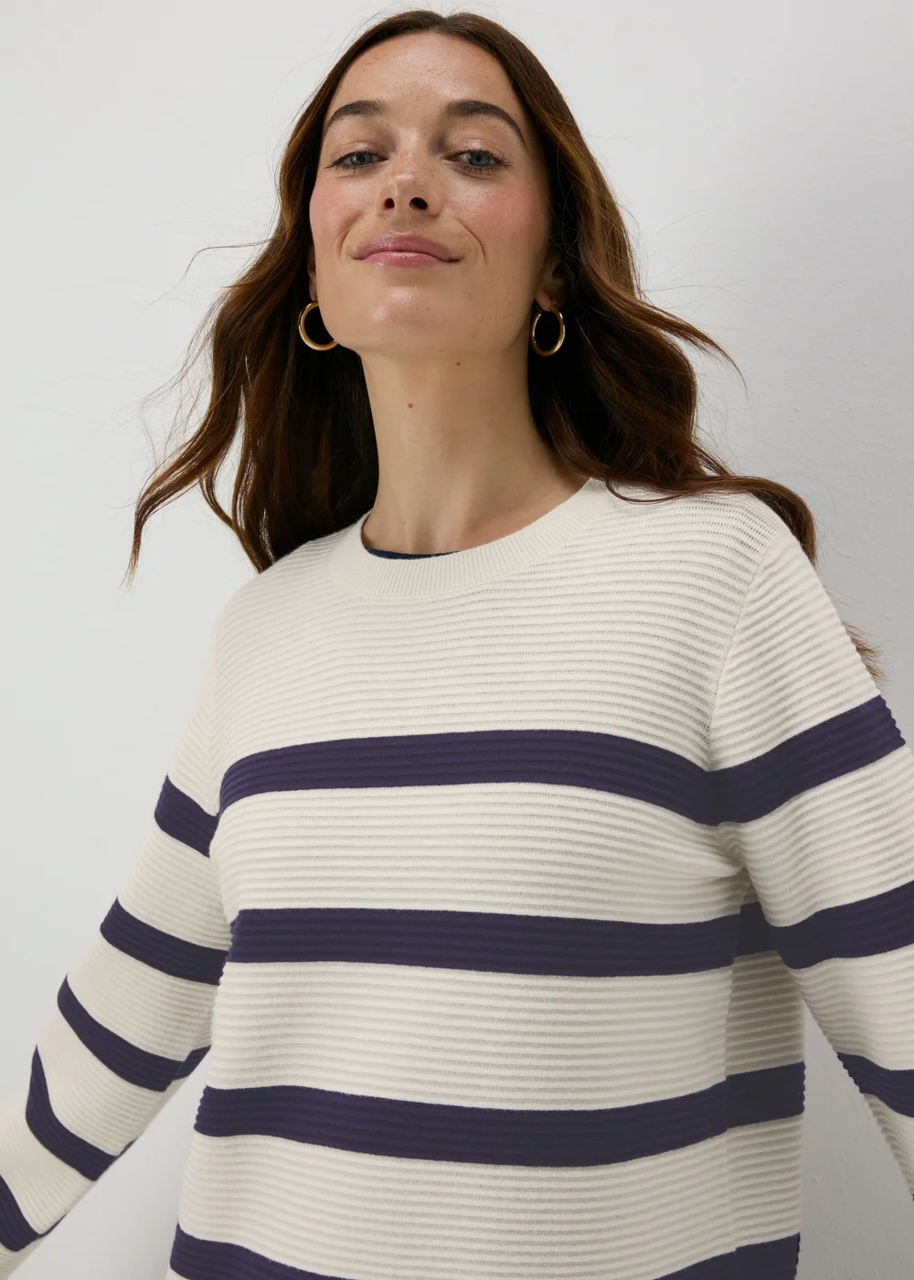 Papaya Petite Navy Stripe Jumper - XS Image 3