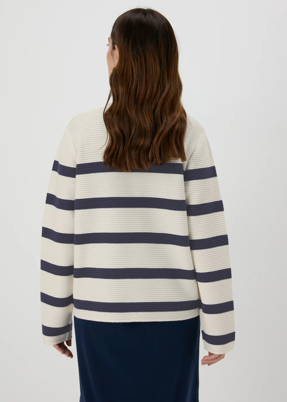 Papaya Petite Navy Stripe Jumper - XS Image 2