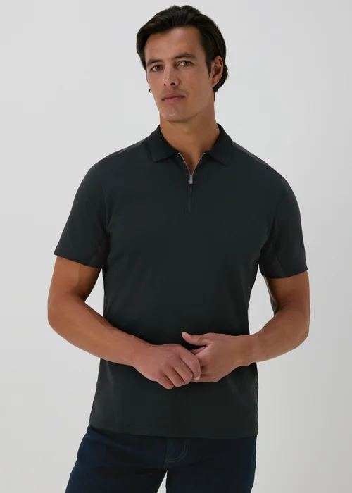 Black Interlock Panel Polo Shirt - S Image 1