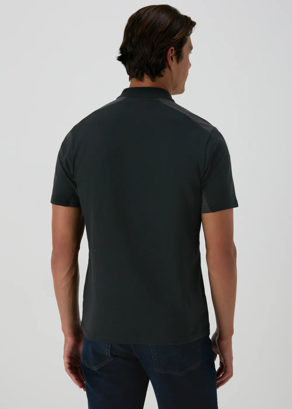 Black Interlock Panel Polo Shirt - S Image 2