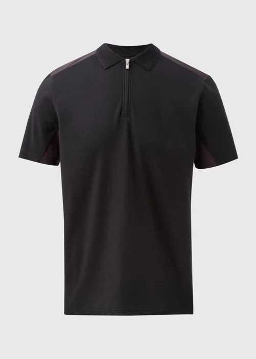 Black Interlock Panel Polo Shirt - S Image 4