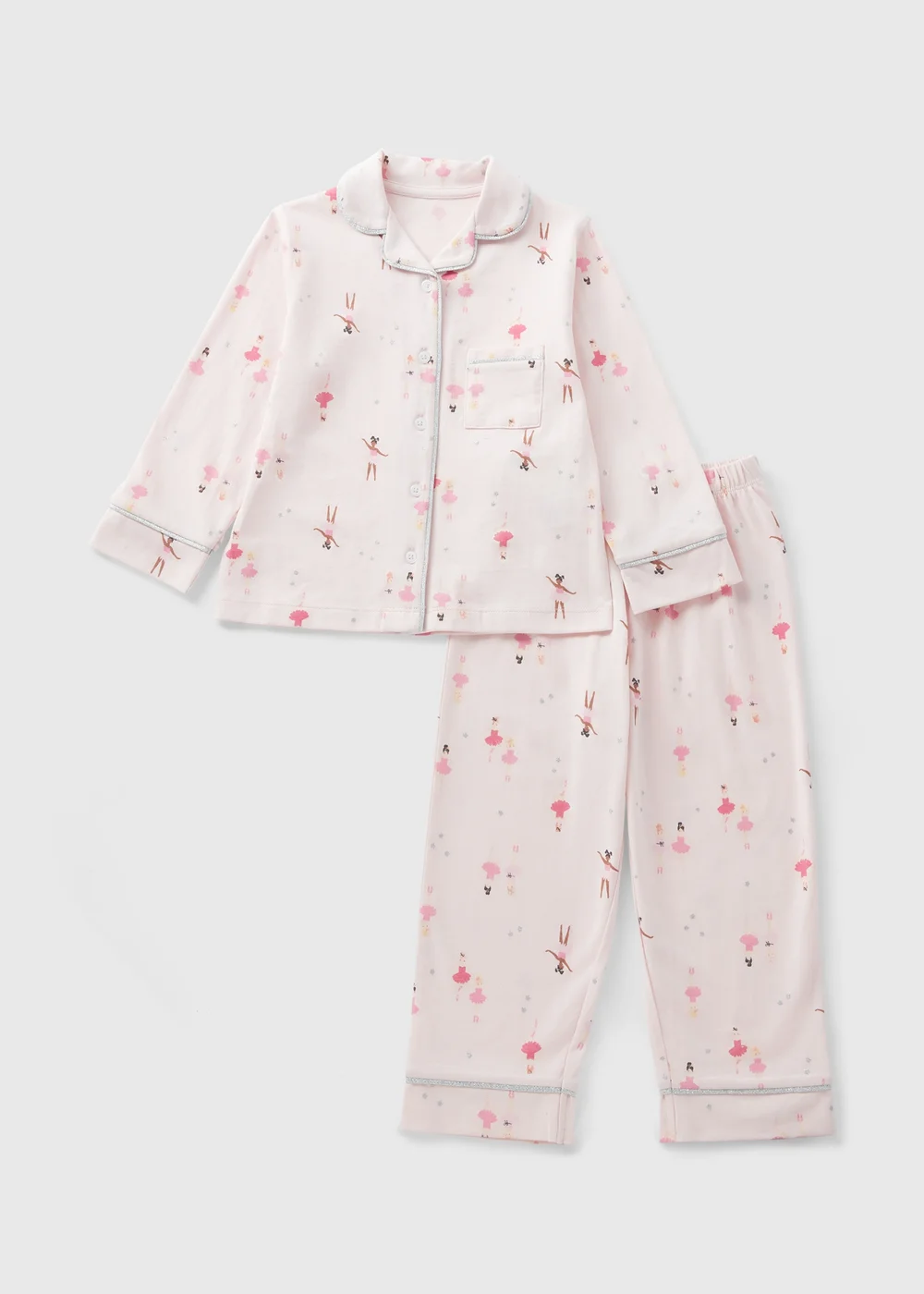 Girls Pink Ballerina Pyjama Set (1-7yrs) - 1 half year to 2 Image 1