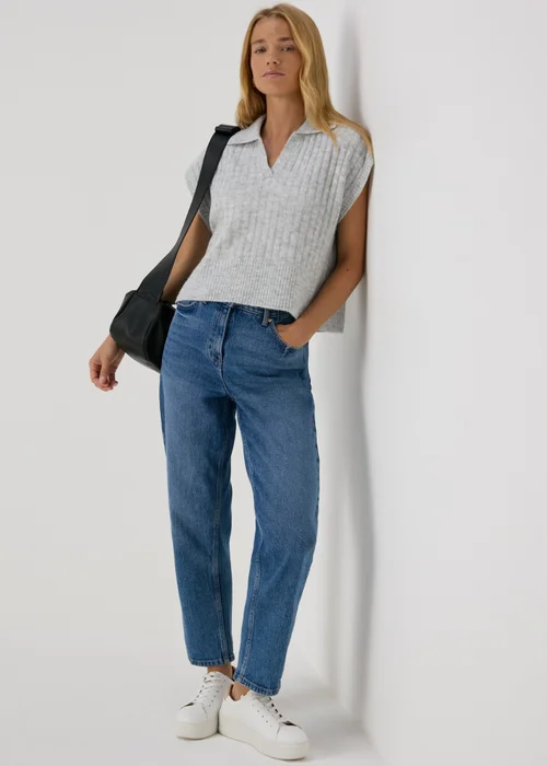Papaya Petite Grey Ribbed Open Collar Vest - XS Image 4