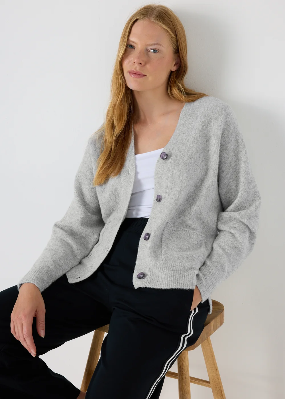 Papaya Petite Grey Boyfriend Fit Cardigan - XS Image 1