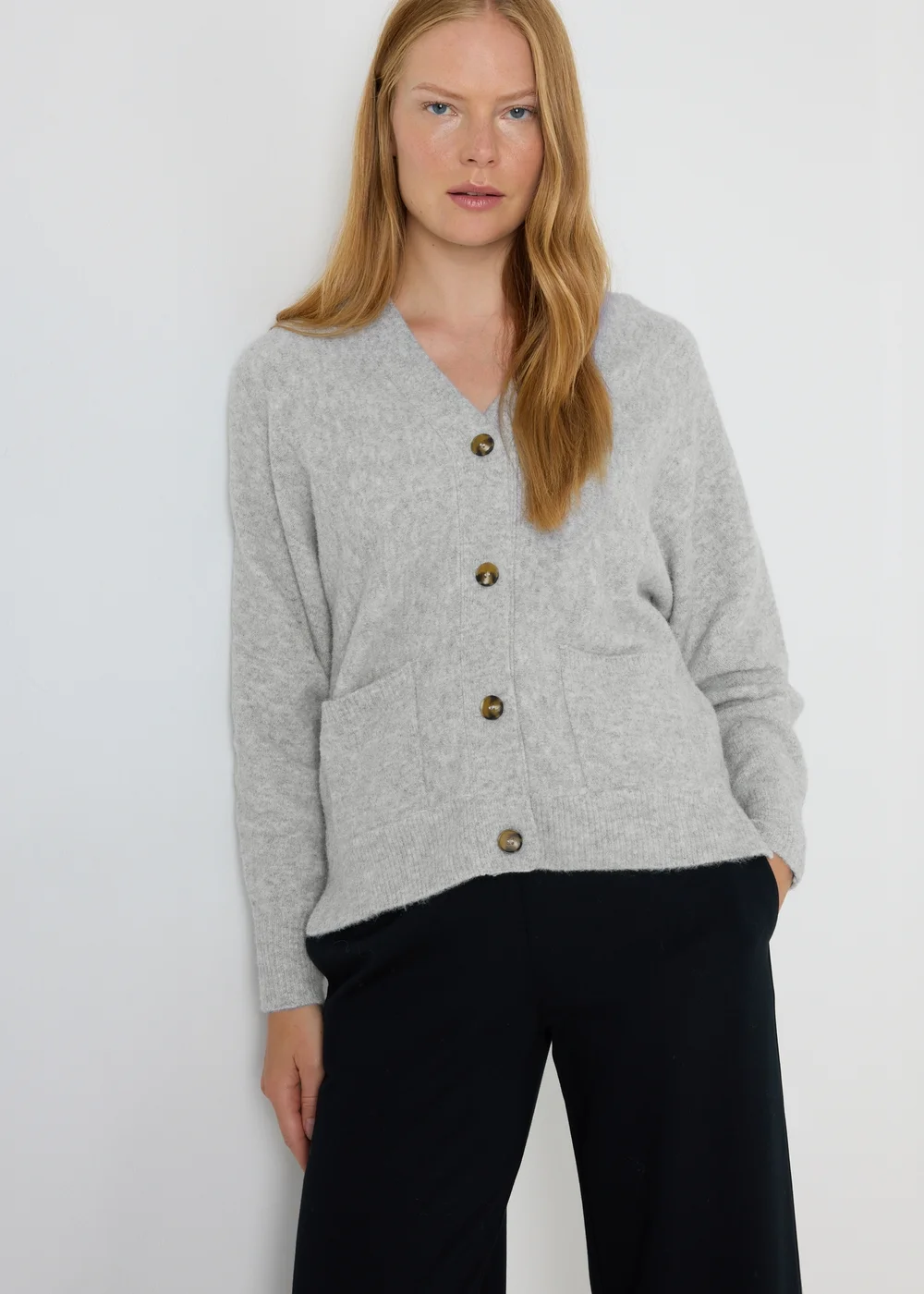 Papaya Petite Grey Boyfriend Fit Cardigan - XS Image 3