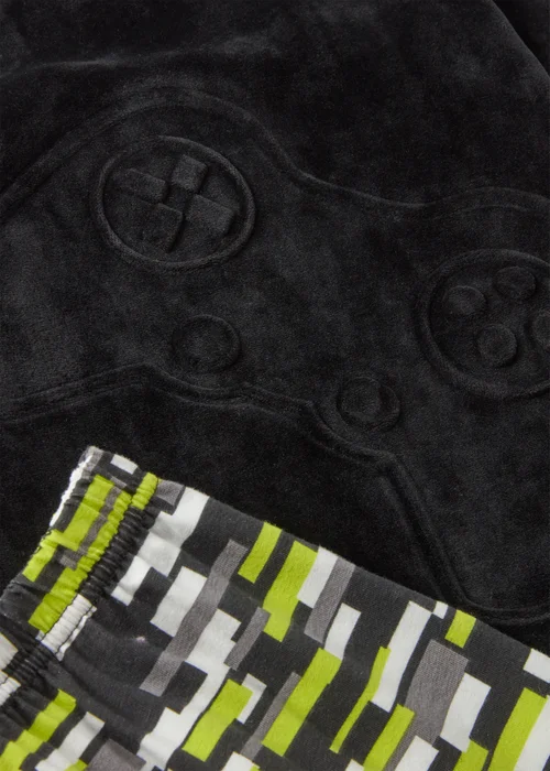 Boys Black Gamer Velour Top & Bottom Pyjama Set (7-13yrs) - Age 7 Years Image 2