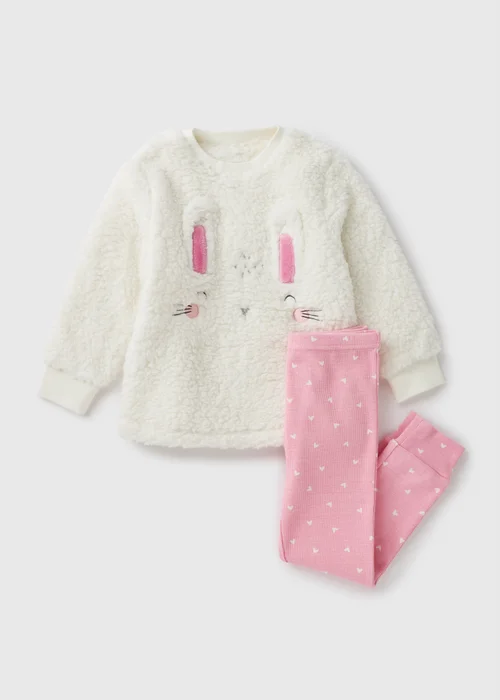 Girls Pink Bunny Top & Leggings Pyjama Set (1-7yrs) - 1 half year to 2 Image 1