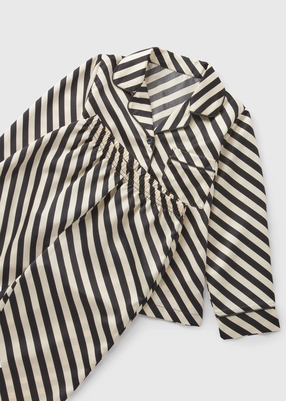 Girls Black Stripe Satin Pyjama Set (4-12yrs) - Age 4 Years Image 2