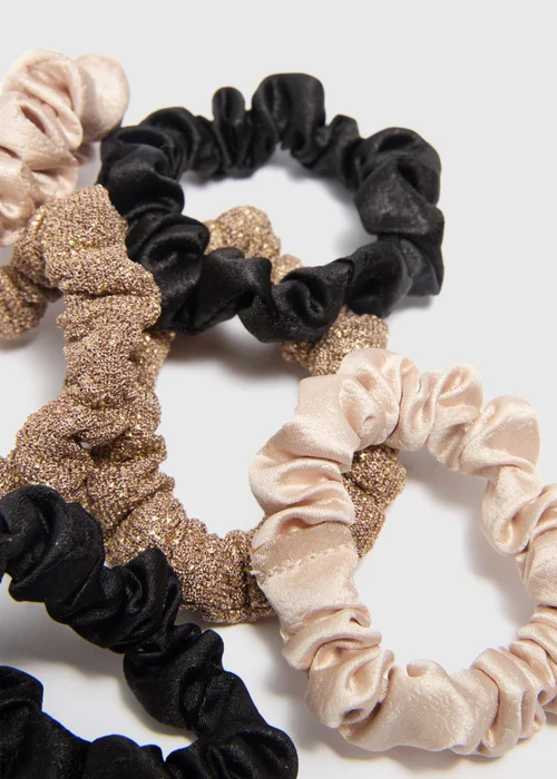 6 Pack Gold Texture Scrunchies - One Size Image 2