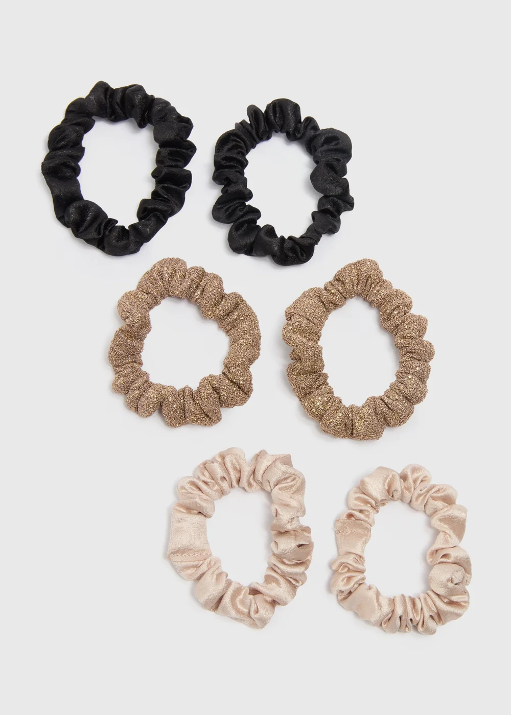 6 Pack Gold Texture Scrunchies - One Size Image 1