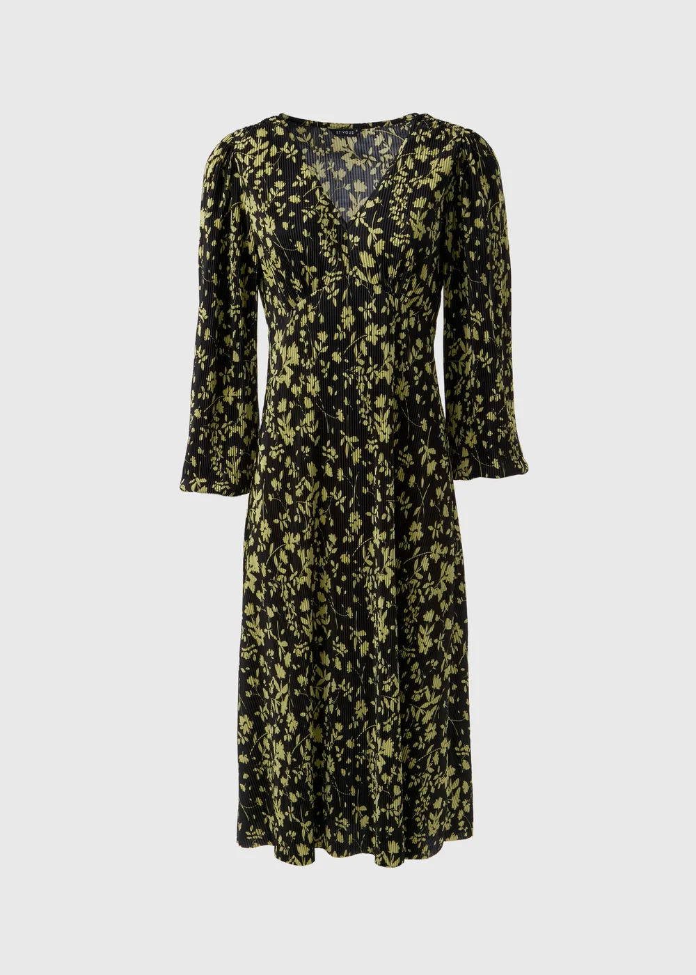 Et Vous Black Plisse Floral Midi Dress - 8 Image 4