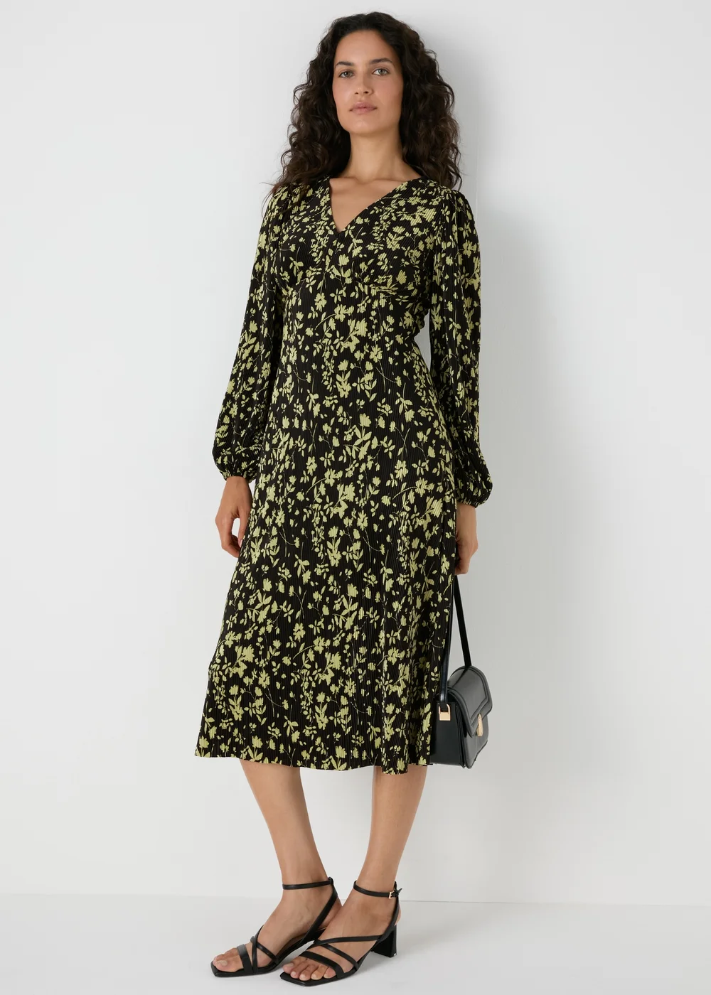 Et Vous Black Plisse Floral Midi Dress - 8 Image 1