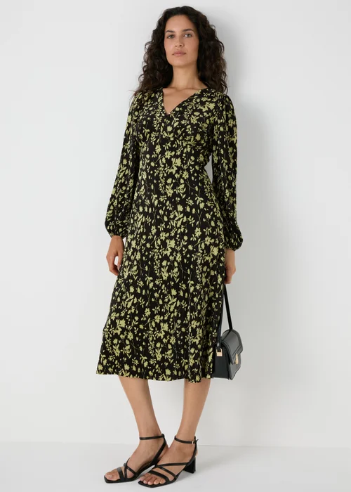 Et Vous Black Plisse Floral Midi Dress - 8 Image 1