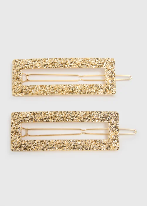 2 Pack Gold Texture Clips - One Size Image 1