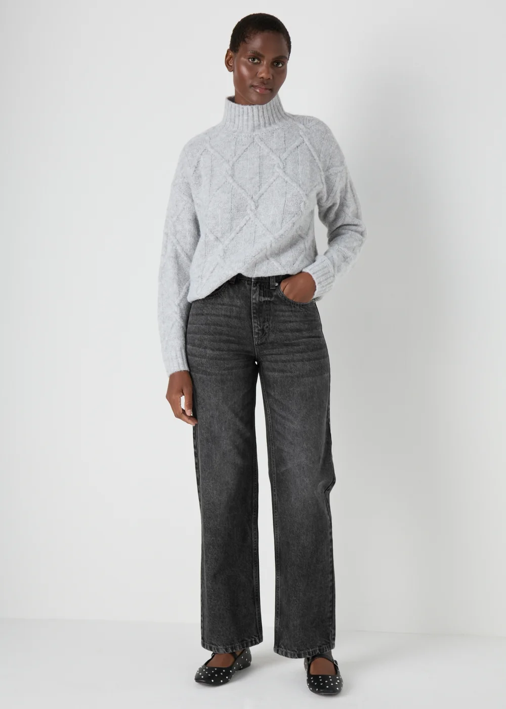 Grey Straight Denim Jeans - 8 Image 1