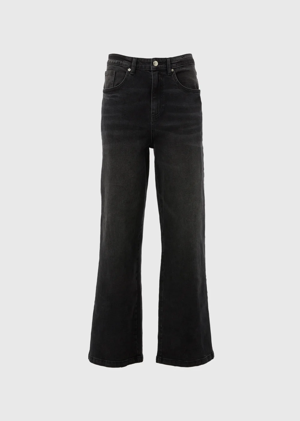 Black Washed Wide Leg Jeans - 8/L29 Image 5