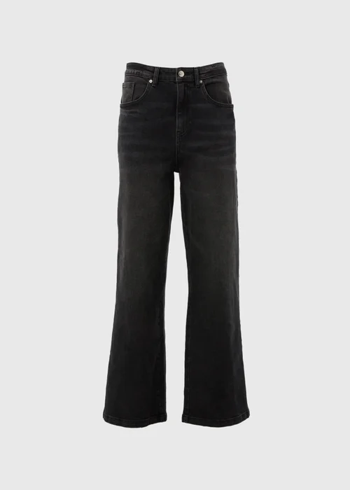 Black Washed Wide Leg Jeans - 8/L29 Image 5