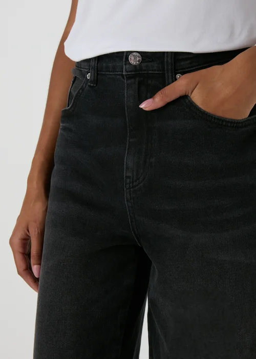 Black Washed Wide Leg Jeans - 8/L29 Image 3