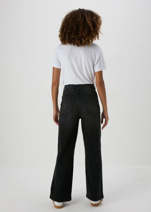 Black Washed Wide Leg Jeans - 8/L29 Image 2