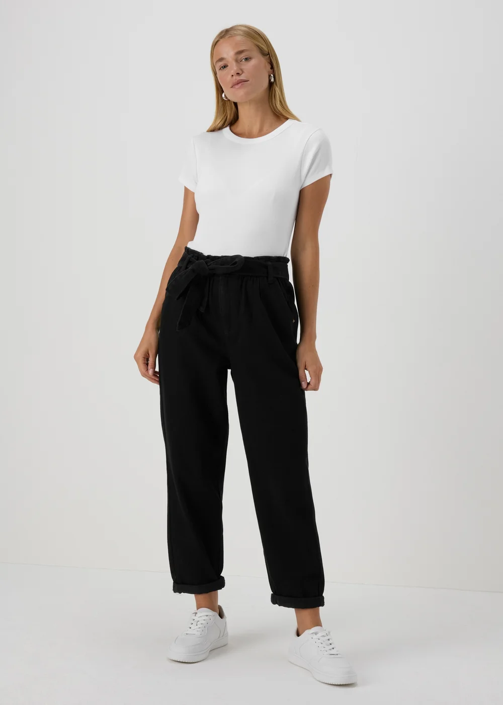 Black Paperbag Belted Jeans - 8 Image 1